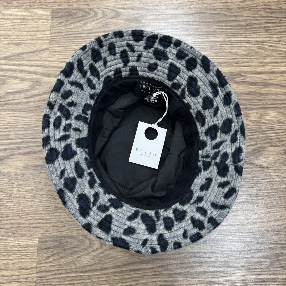 NEW Wyeth Bucket Hat Womens One Size Gray Leopard Print Fuzzy Retro Y2K 90s Boho - Picture 9 of 16